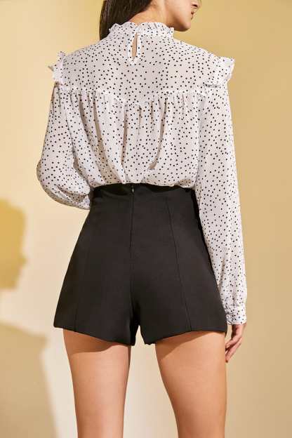 Black A-Line Seam-Detail Shorts