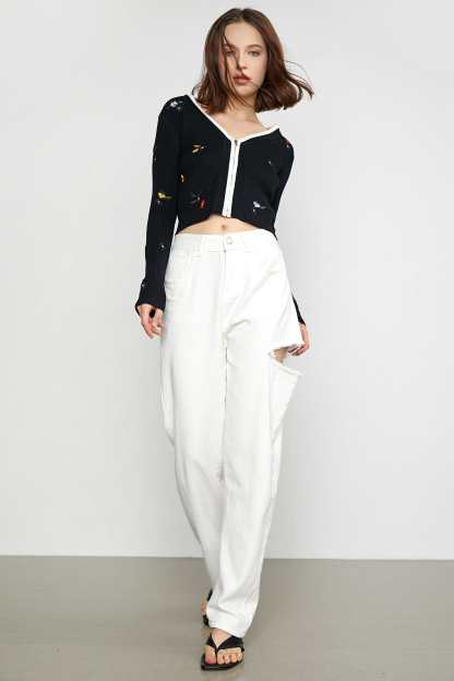 Gillespie Black Contrast Trim Cardigan