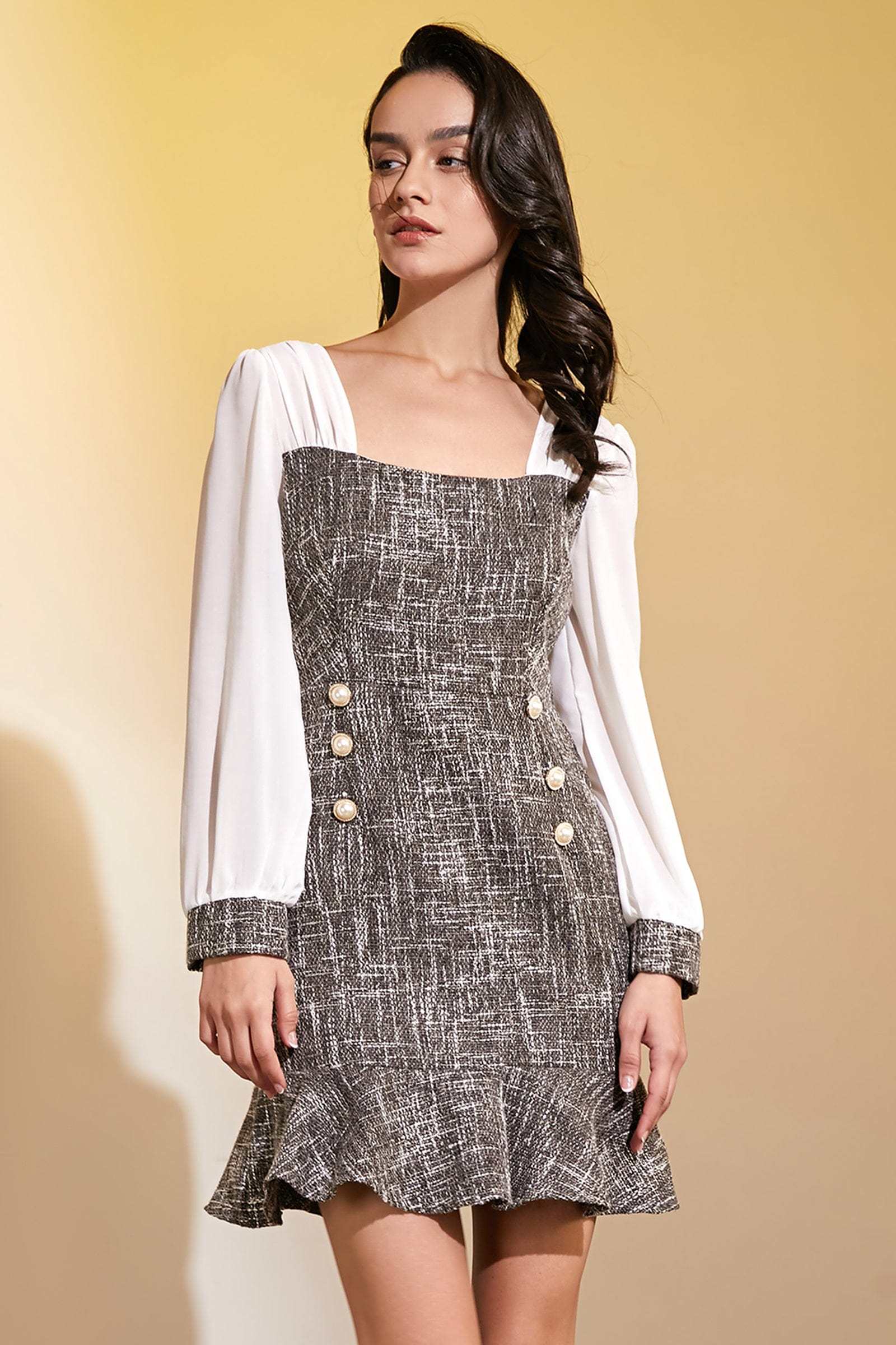 Dim Grey Mermaid Hem Mini Dress