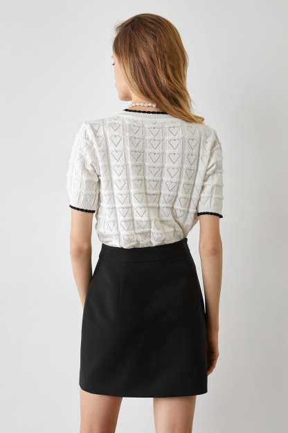 Cayden White Contrast Sweater