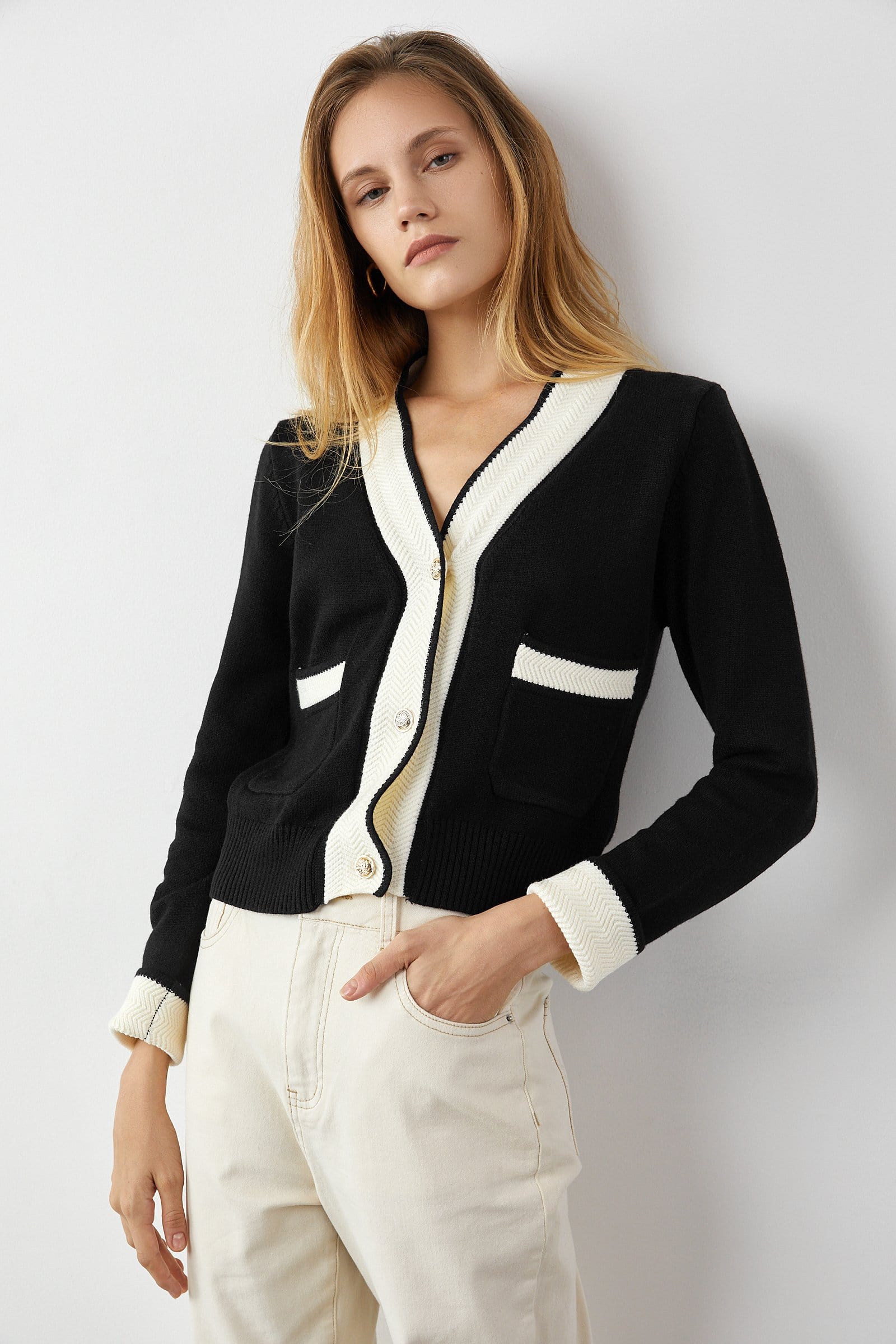 Adelyn Black Pocketed Cardigan