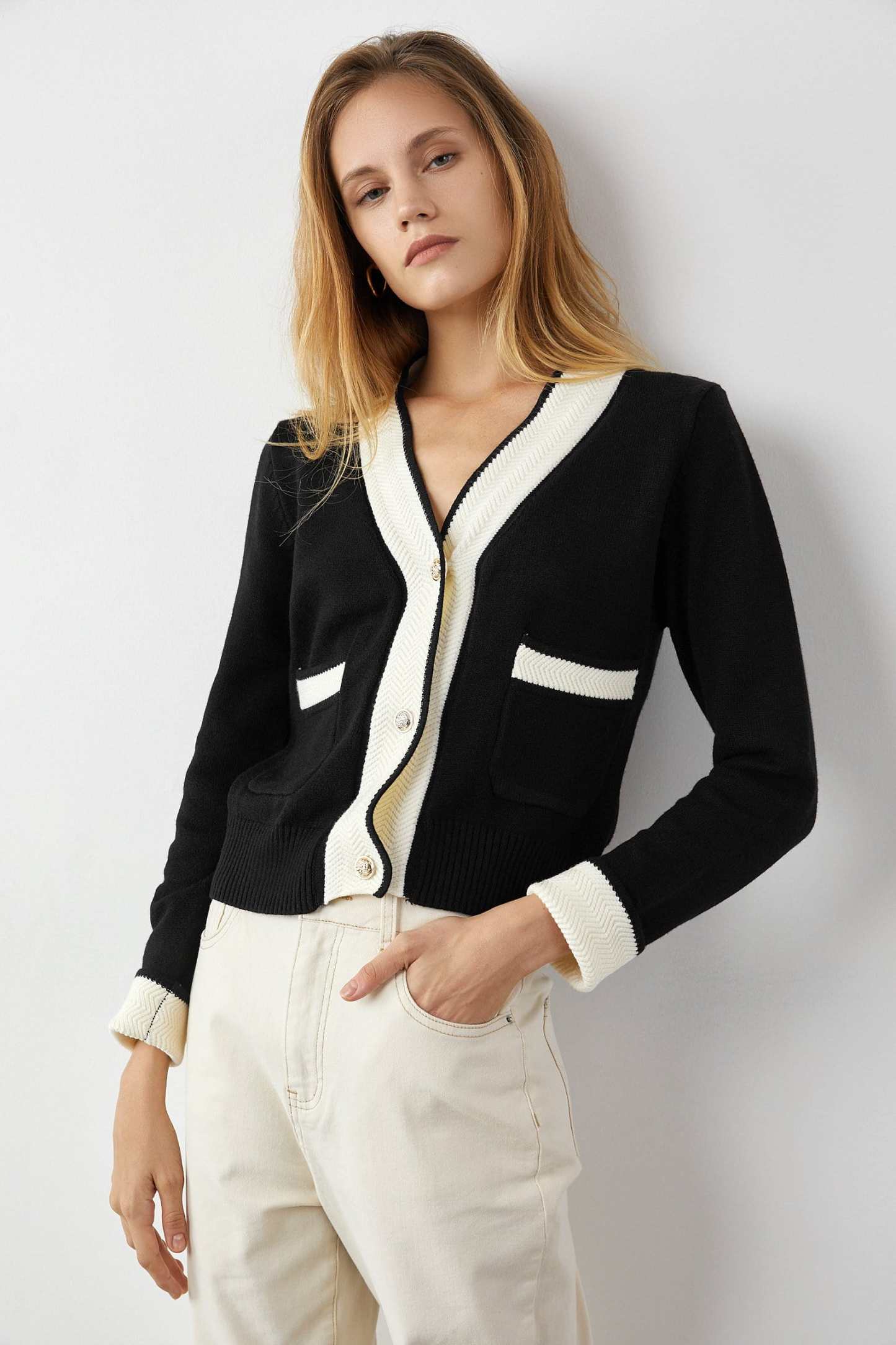 Adelyn Black Pocketed Cardigan