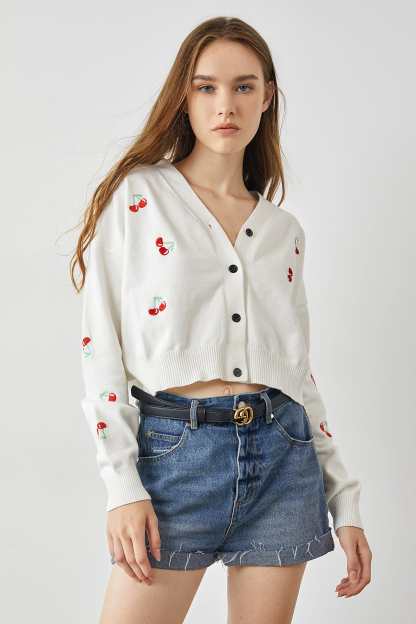 Mariko White Sweet Cardigan