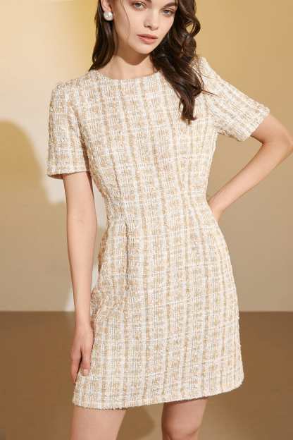 Begia Short Sleeve Crew Neck Mini Dress