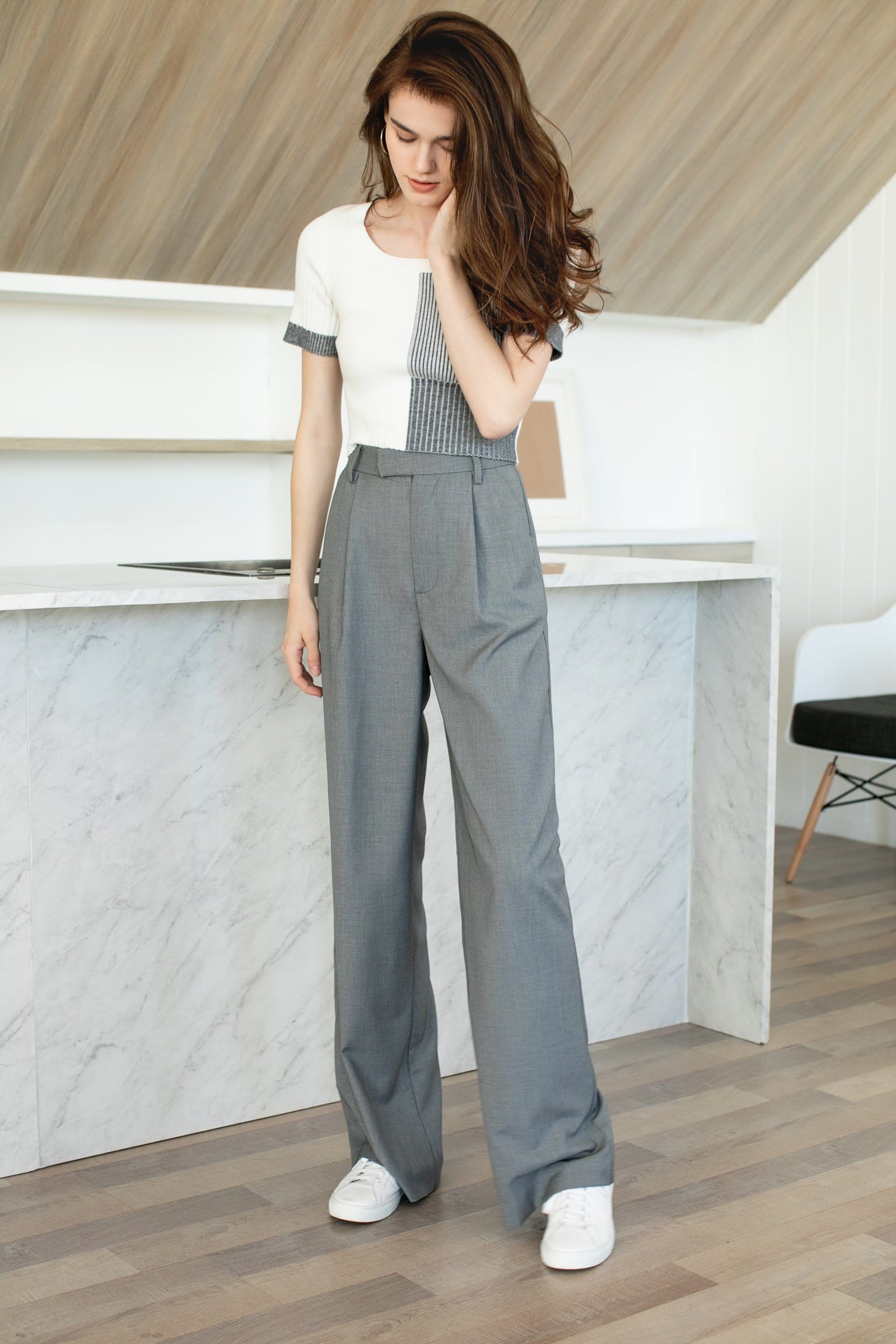 Business Essential Grey Wide Slacks