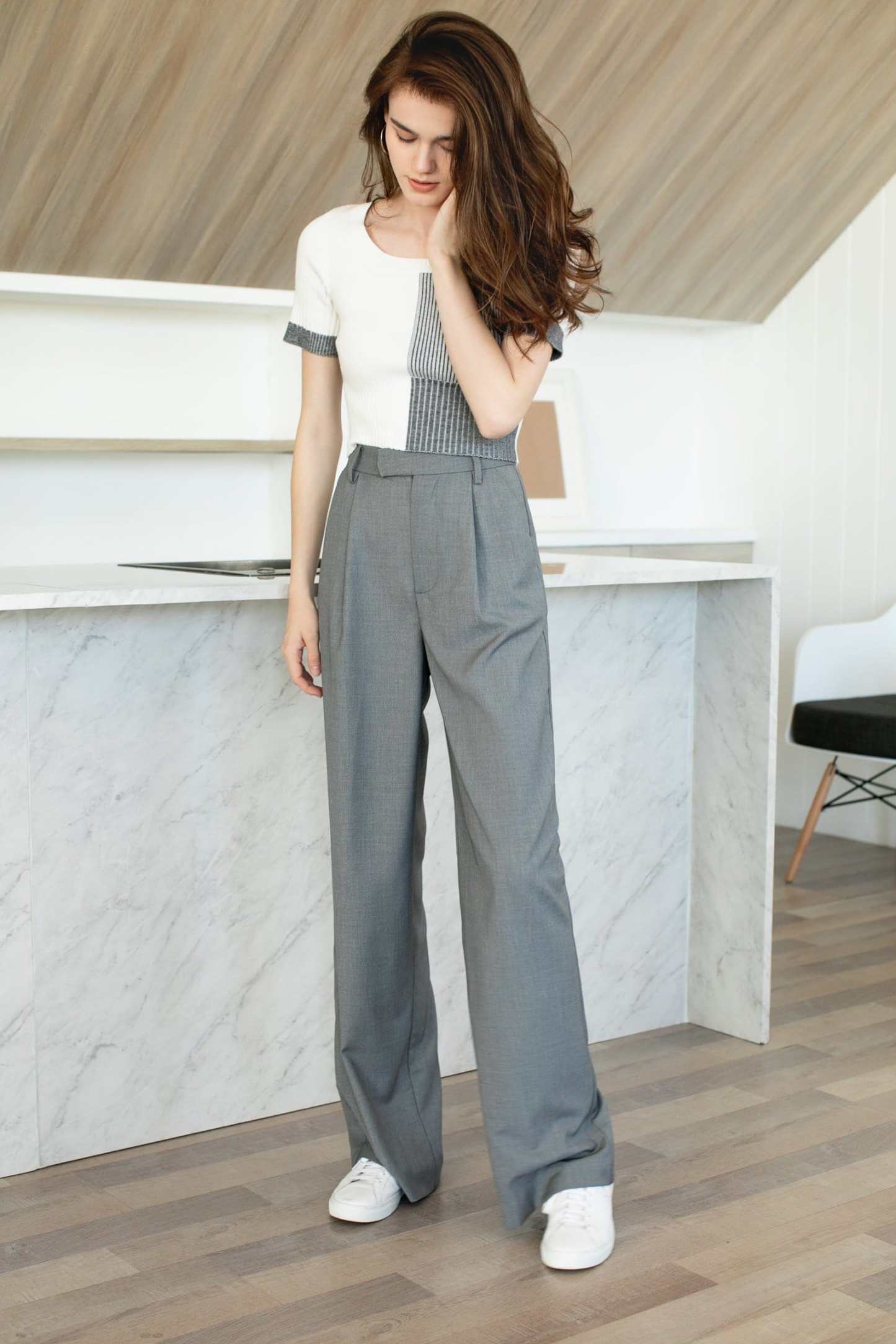Business Essential Grey Wide Slacks