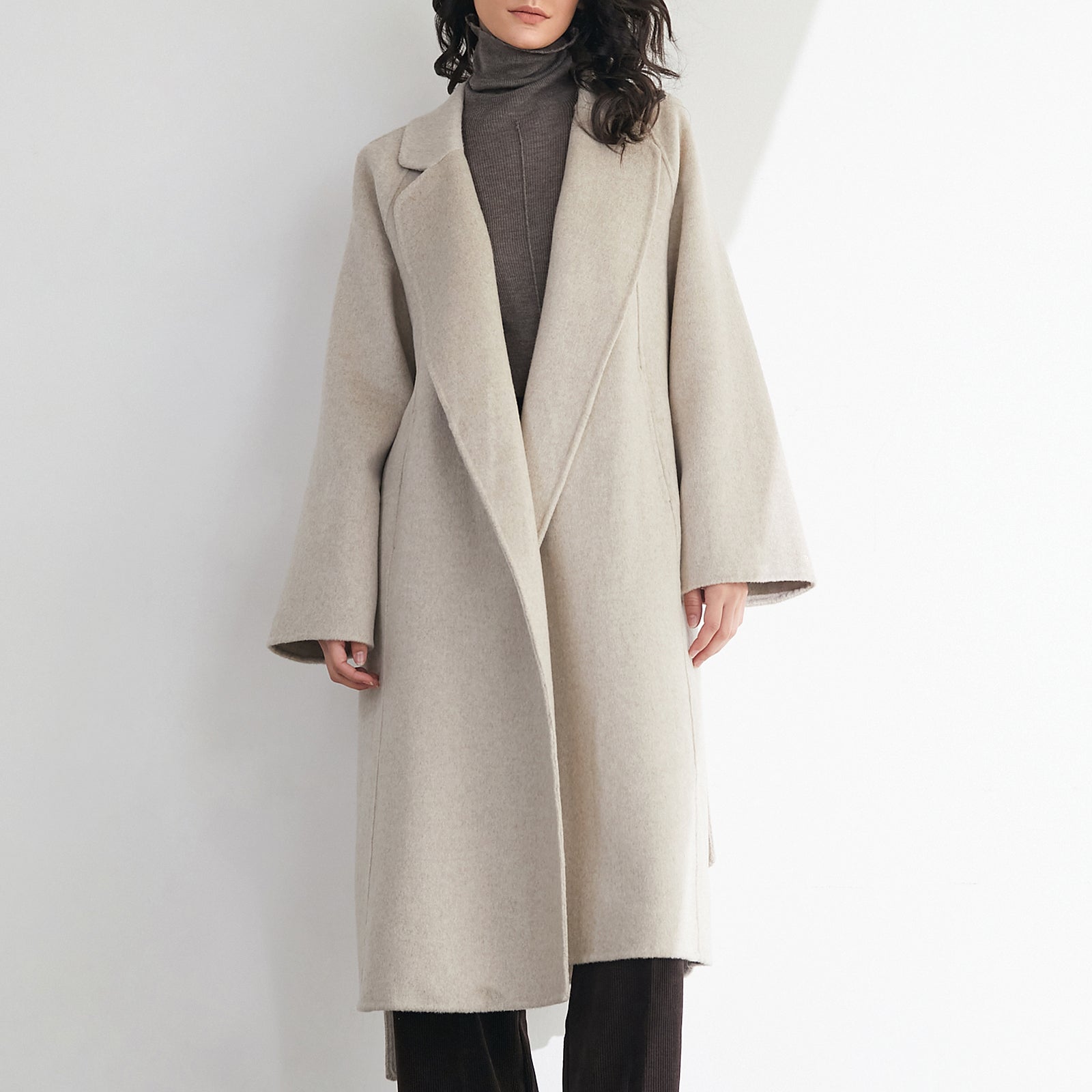 Araminta Linen 100% Wool Single-Breasted Coat