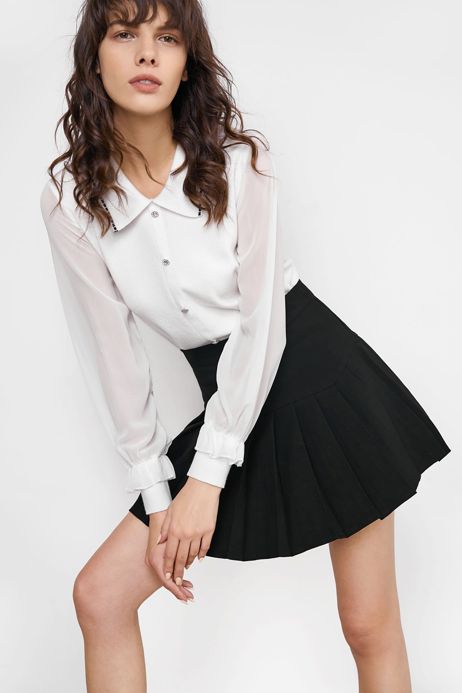 Malika White Long Sleeve Blouse