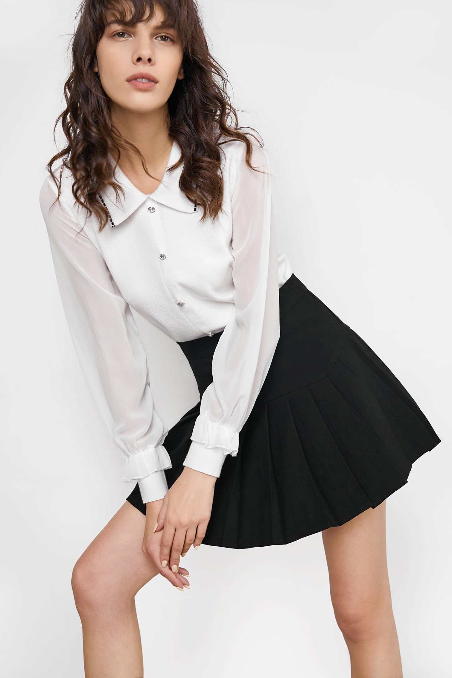 Malika White Long Sleeve Blouse