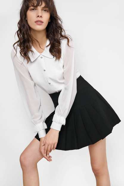 Malika White Long Sleeve Blouse