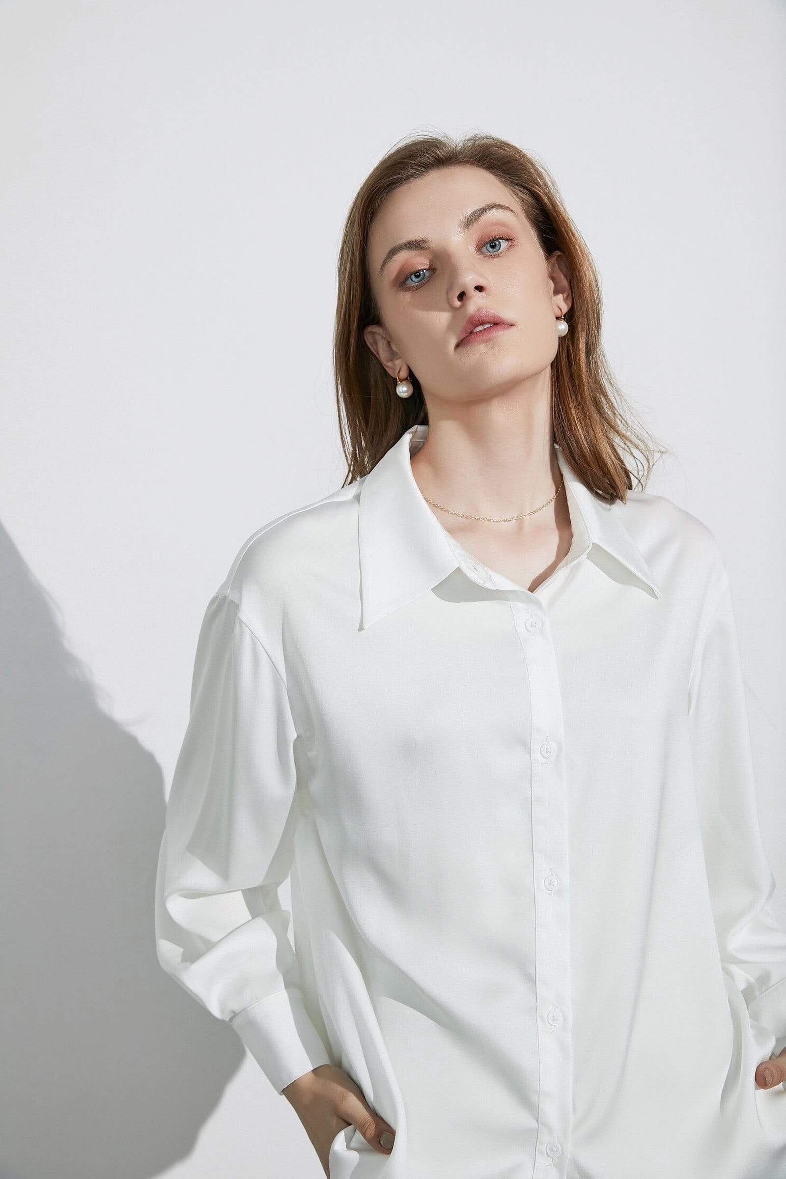 Business Essential Ivory Silky Blouse
