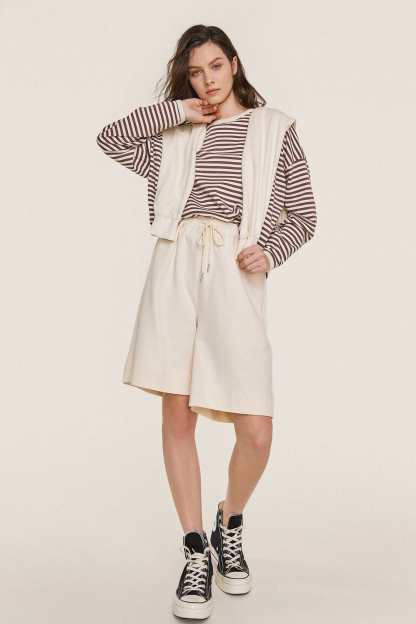 Saddle Brown Striped Oversized Sweatshirt