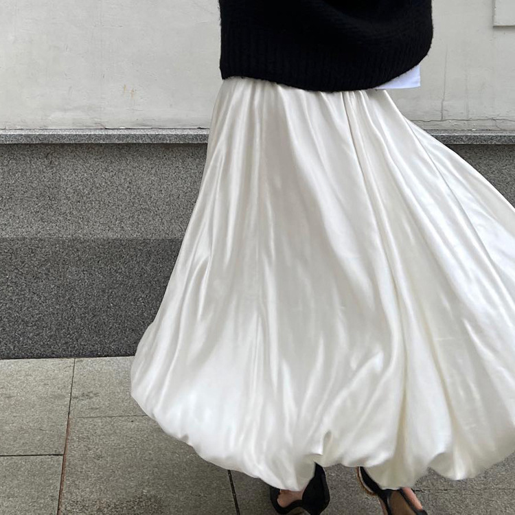 Summer New Balloon Skirt Fashion Casual Simple Solid Color Paired High Waist Puffy Skirt Half Skirt