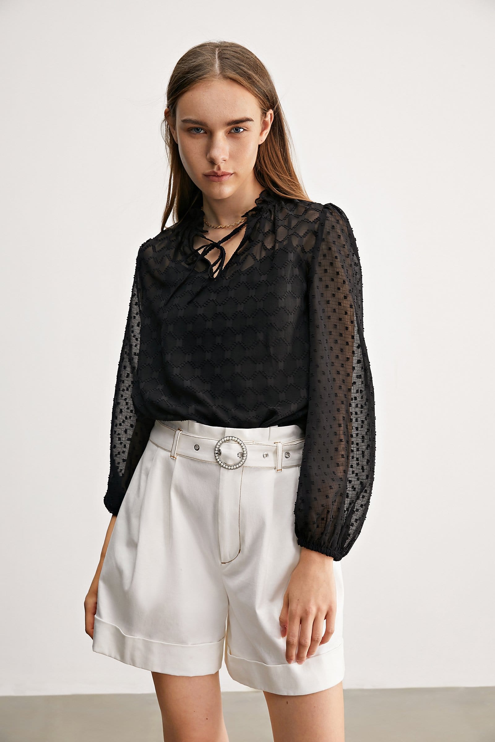 Black Check Mate Blouse