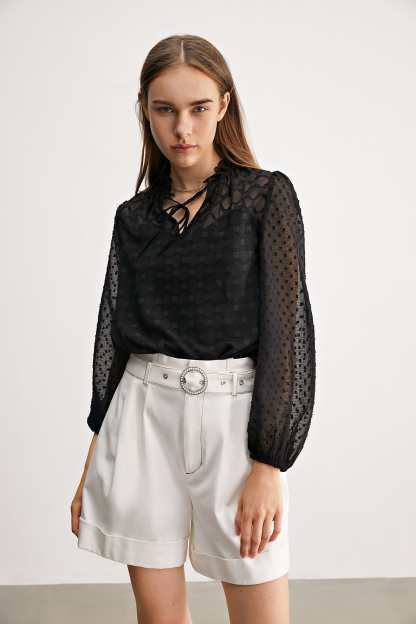 Black Check Mate Blouse