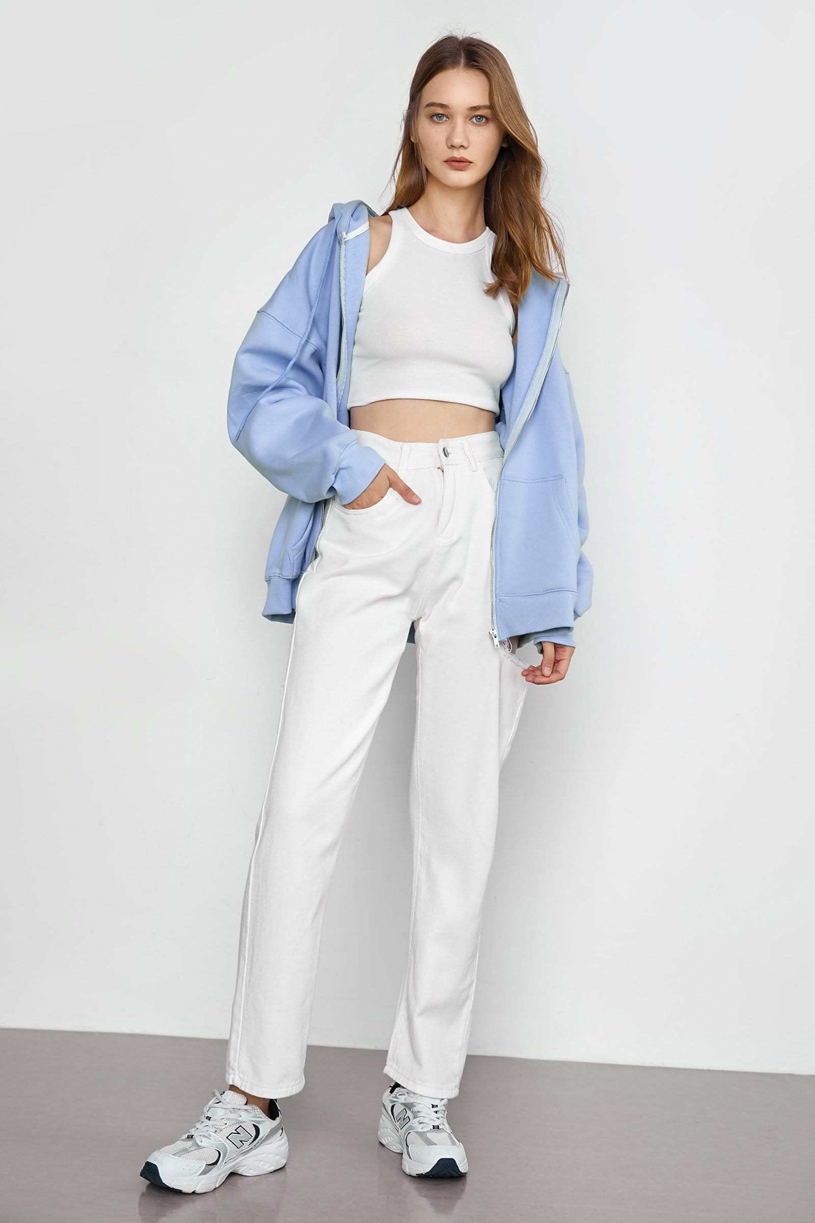 Hendrik Light Blue Zip Up Hoodie