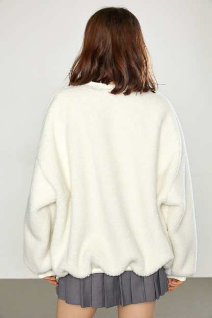 Miah Ivory Cartoon Pattern Teddy Sweatshirt