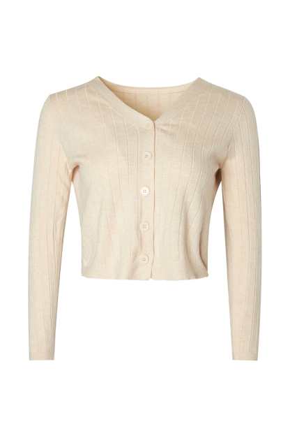 Abril Beige Button-Up Cardigan