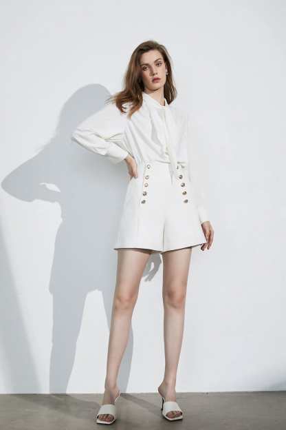 Business Essential White Bow-Tie Blouse