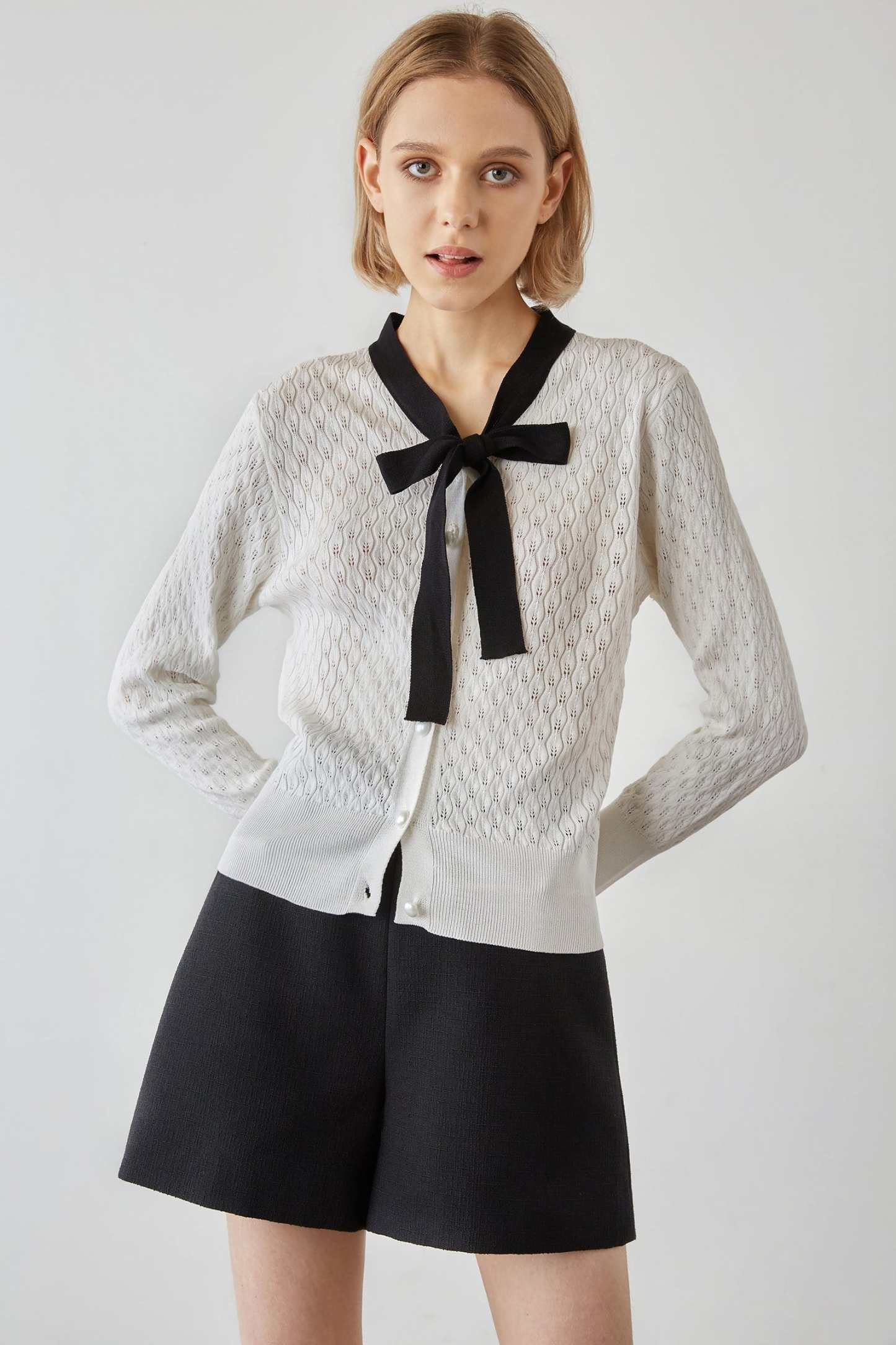 Ashtyn White Contrast Cardigan