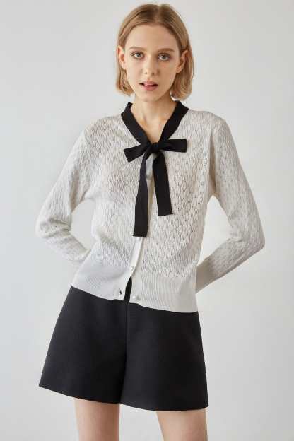 Ashtyn White Contrast Cardigan