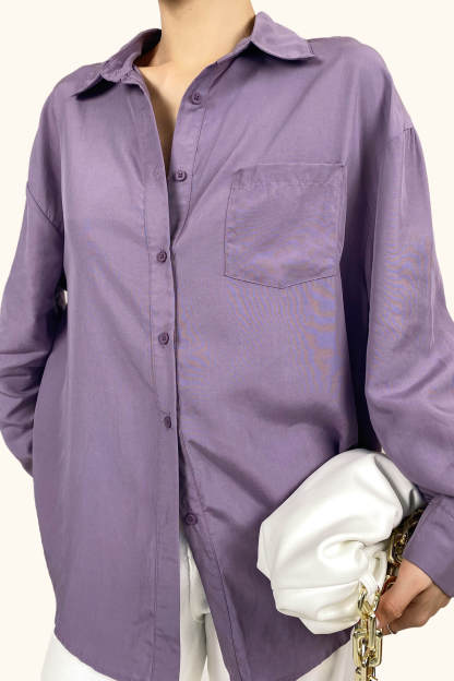 Slate Blue  Long Sleeve Button Front Shirt