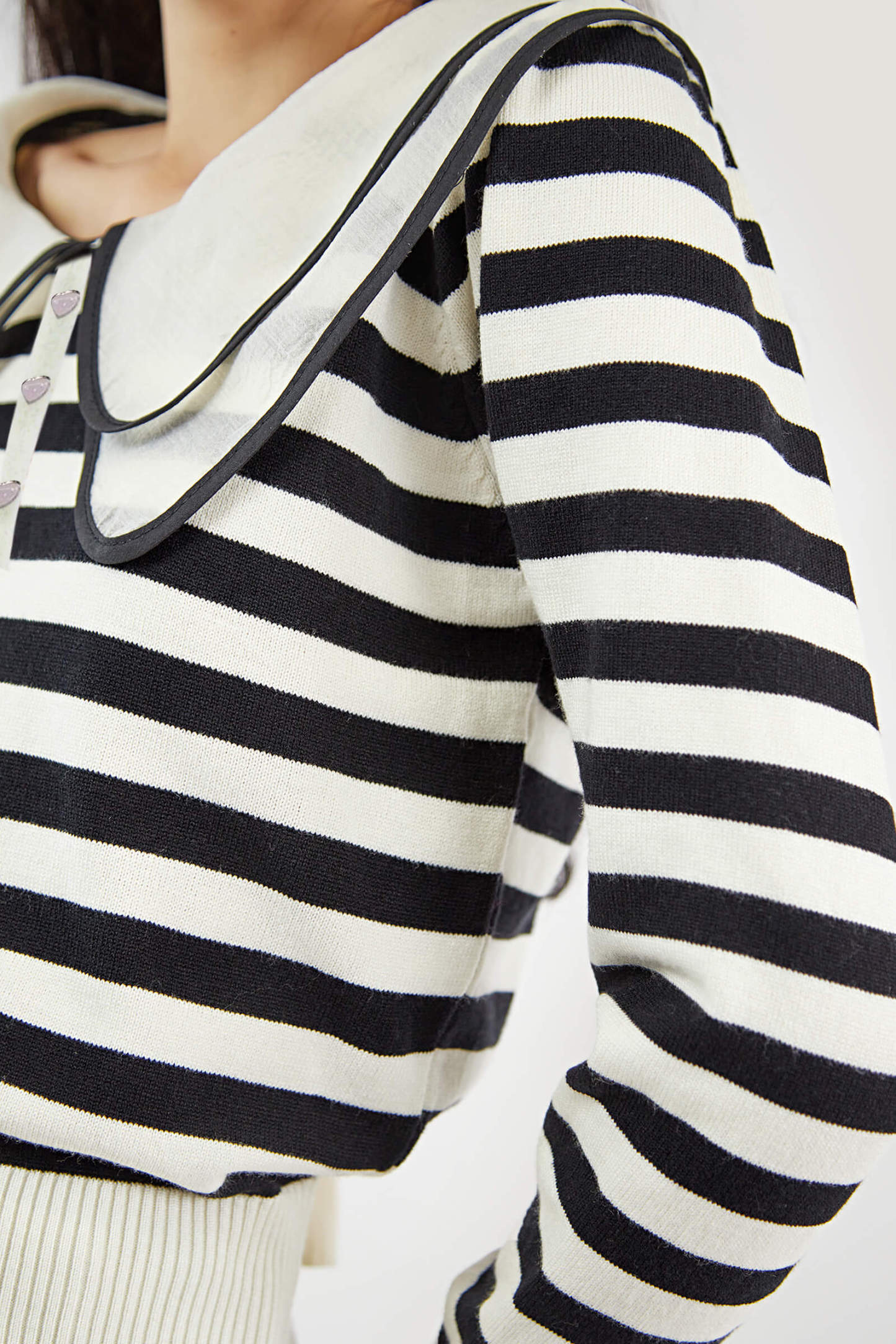 Black Striped Long Sleeve Knitted Sweater