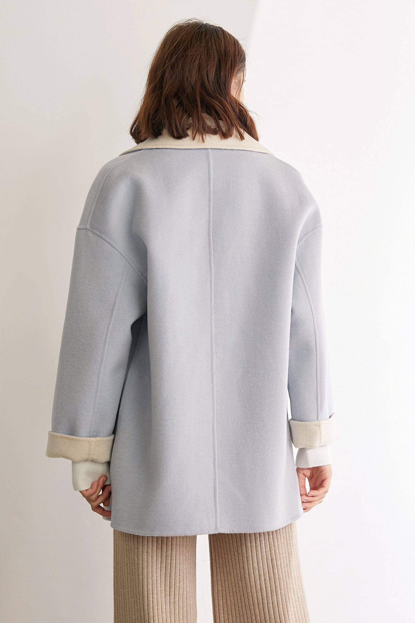 Verge Pale Turquoise Premium Wool Drop Shoulder Coat