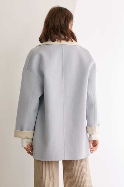 Verge Pale Turquoise Premium Wool Drop Shoulder Coat