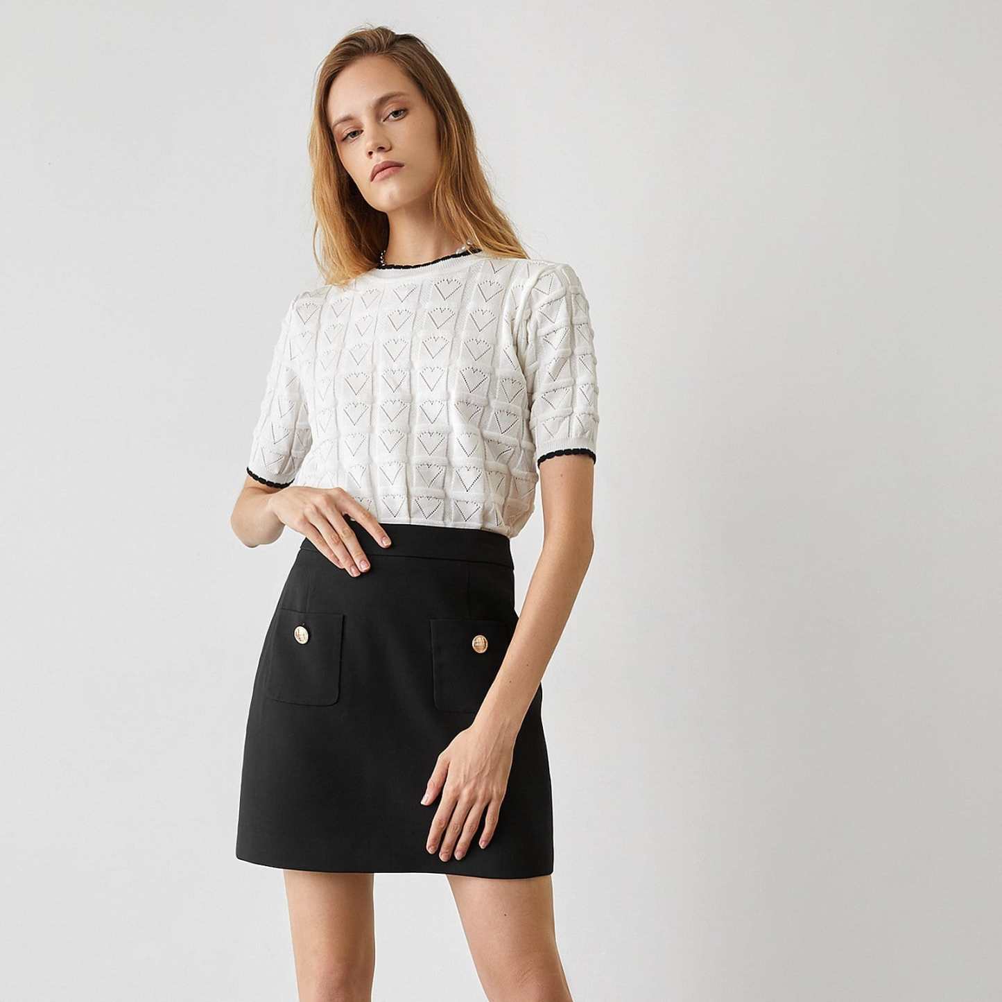 Cayden White Contrast Sweater