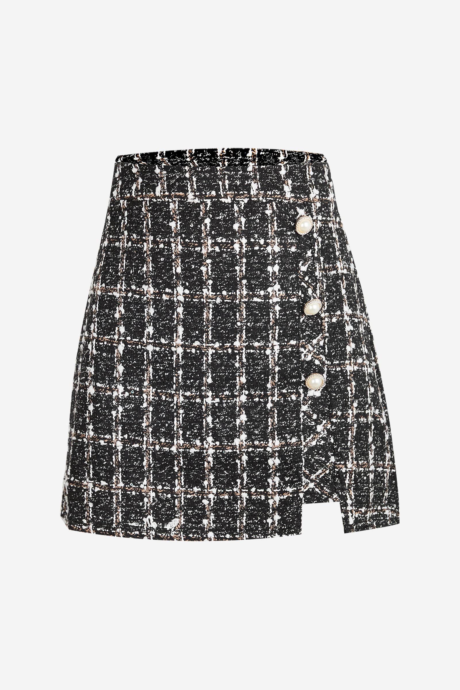 Abigale Black Check Skirt