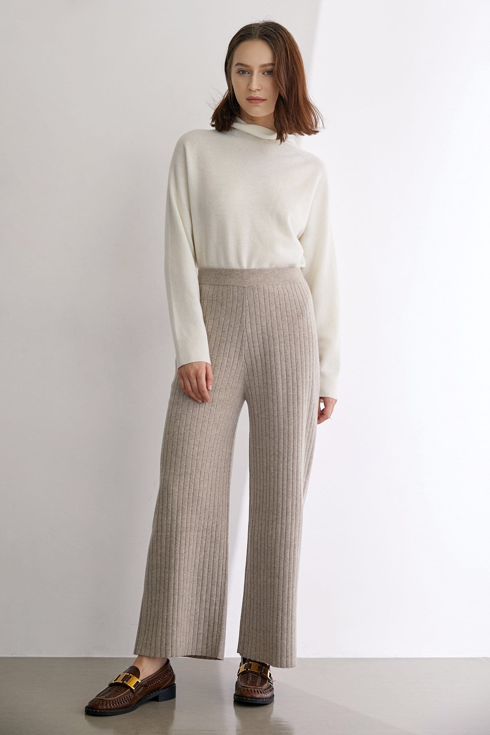 Mahmoud Ivory Premium 100% Wool Rolled Neck Sweater