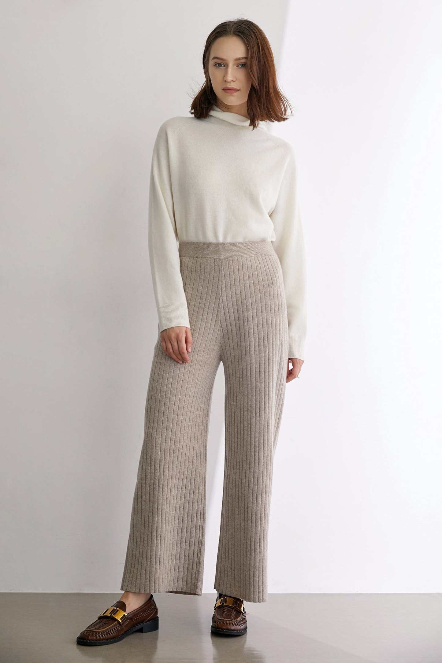 Mahmoud Ivory Premium 100% Wool Rolled Neck Sweater