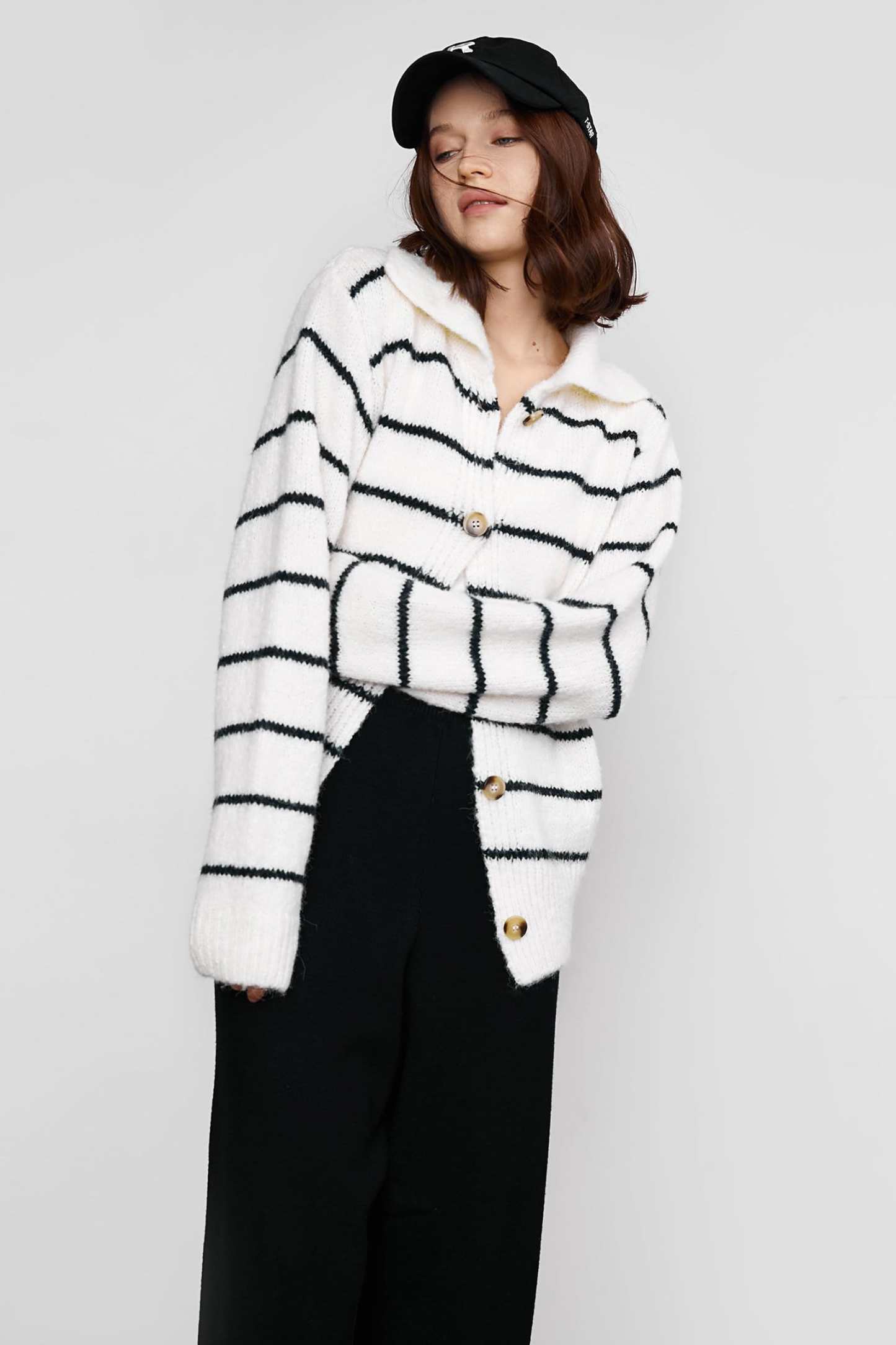 Darell White Pinstrip Cardigan