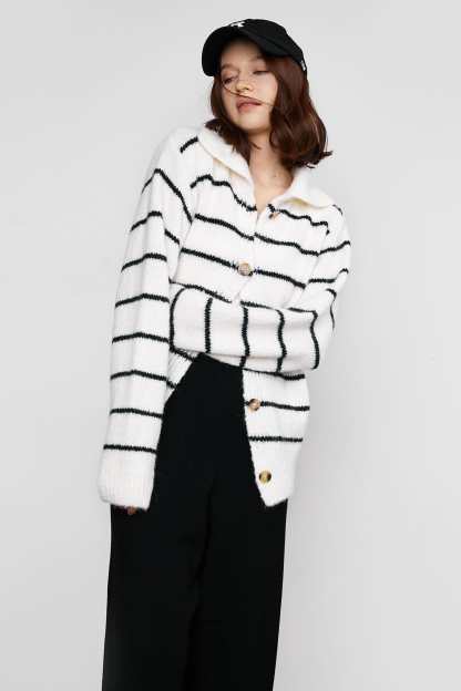 Darell White Pinstrip Cardigan