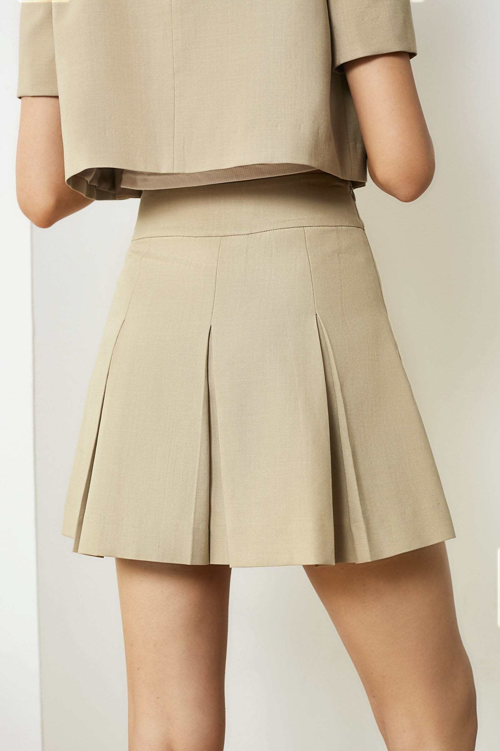 Khaki Fold Mini Skirt
