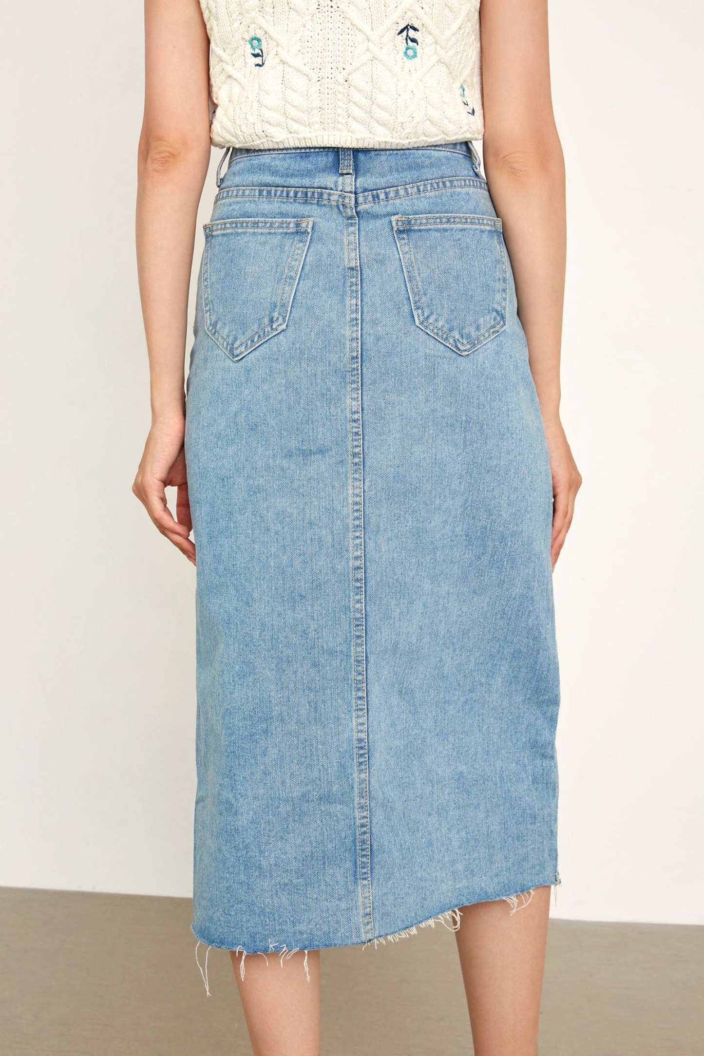 Samaria Light Sky Blue Asymmetrical Skirt