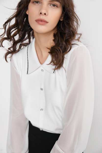 Malika White Long Sleeve Blouse