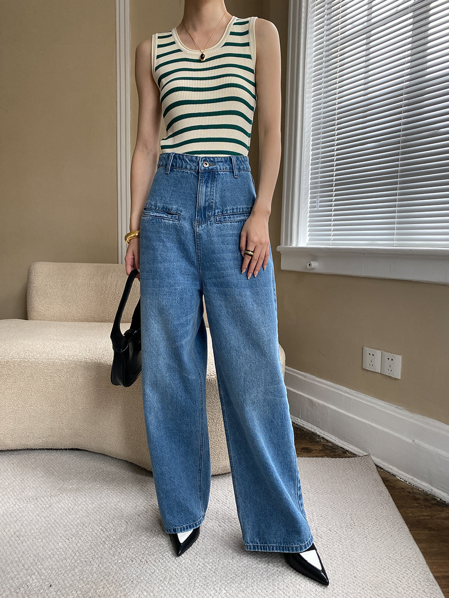 Green Striped Slim-Fit Knit Vest