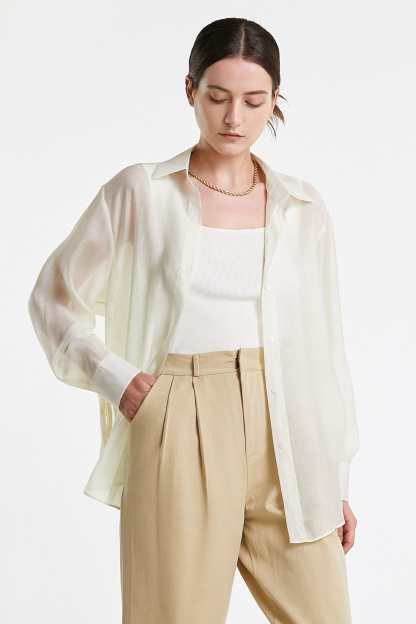 White Tie Side Button-Up Oversized Shirt
