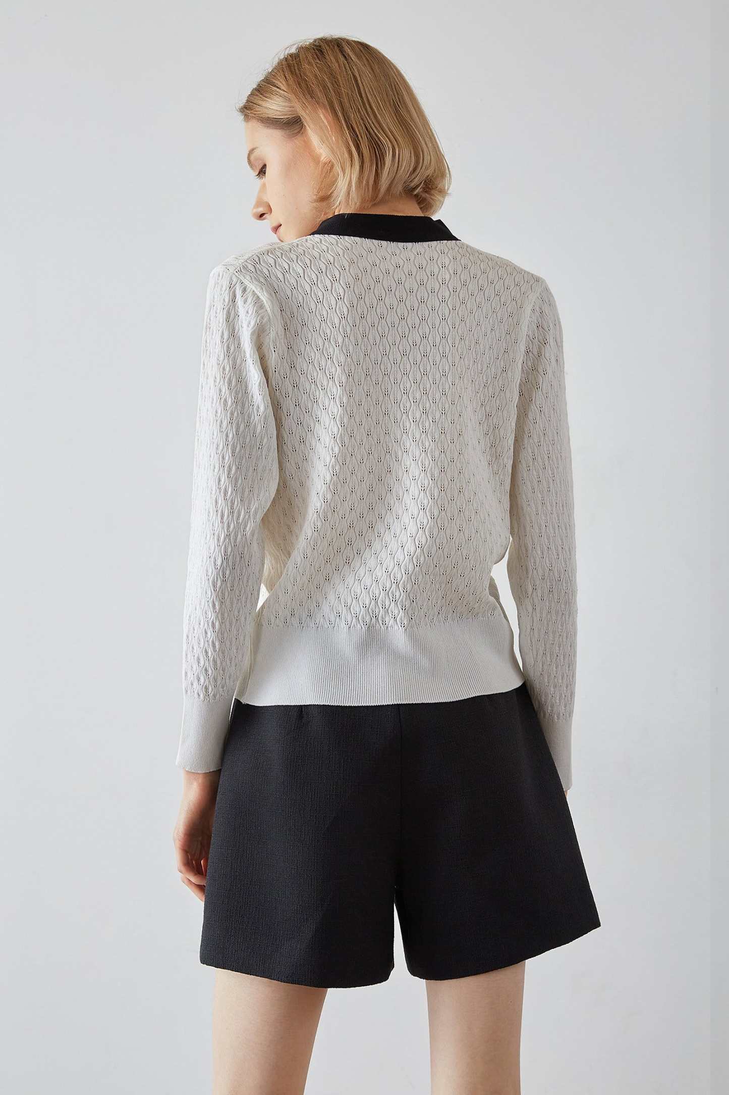 Ashtyn White Contrast Cardigan