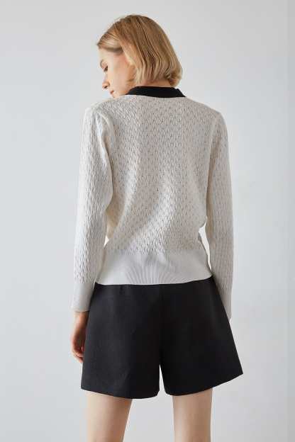 Ashtyn White Contrast Cardigan