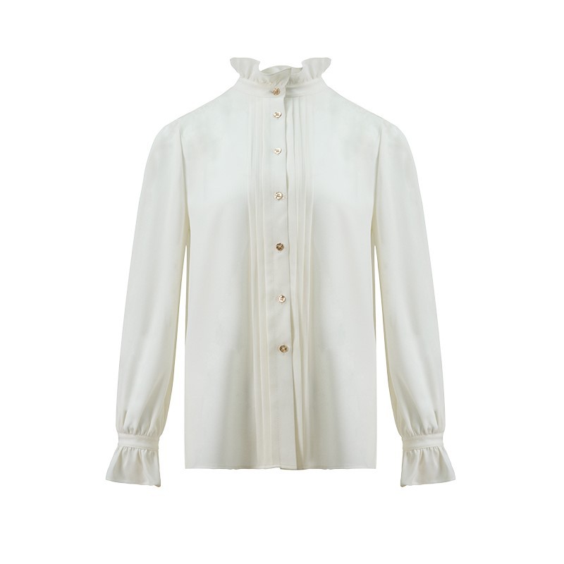 Spring And Summer New Tops Casual French Shirt King Bomb Cost Effective Paragraph Texture Long-Sleeved Shirt Female
