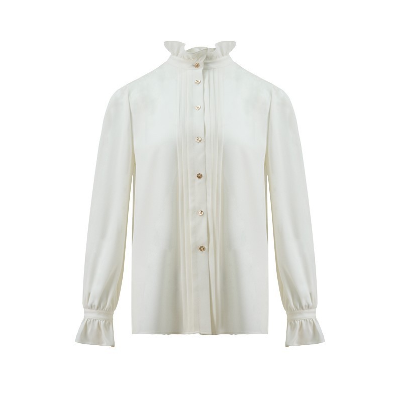 Spring And Summer New Tops Casual French Shirt King Bomb Cost Effective Paragraph Texture Long-Sleeved Shirt Female