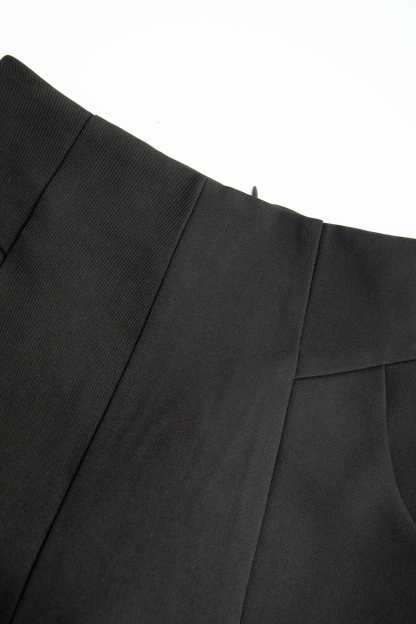 Black A-Line Seam-Detail Shorts