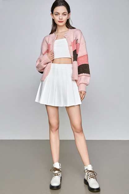 Yuleimy Peach Puff Color Block Cardigan