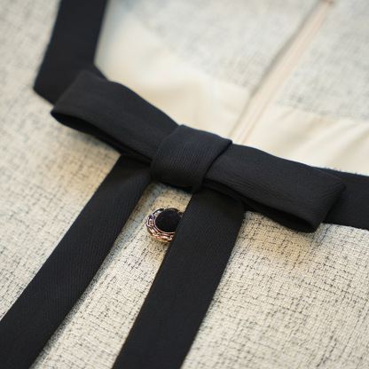 Apricot Sleeveless Frayed Trim Tweed Mini Dress