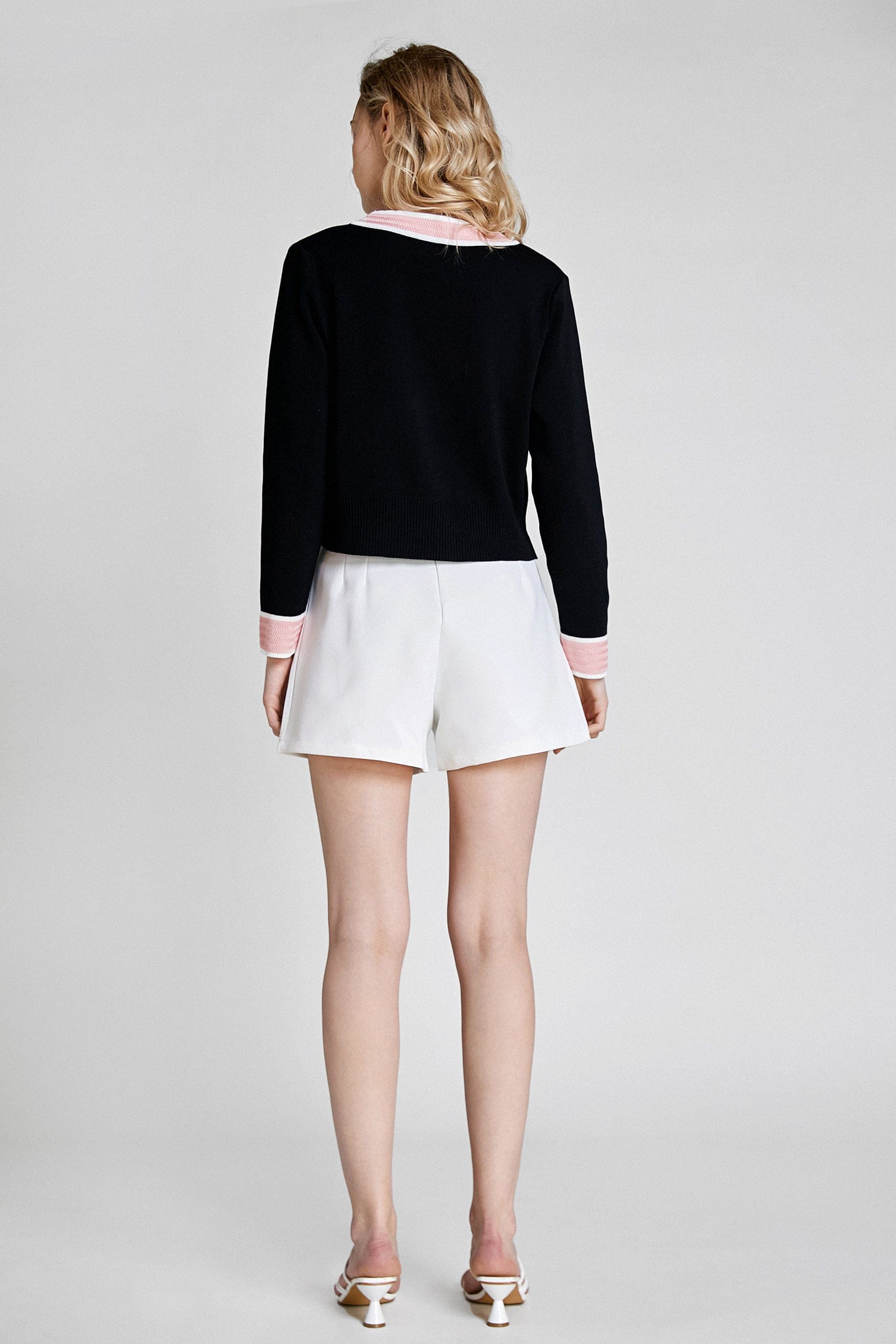 Black Contrast Trim Button Front Cardigan