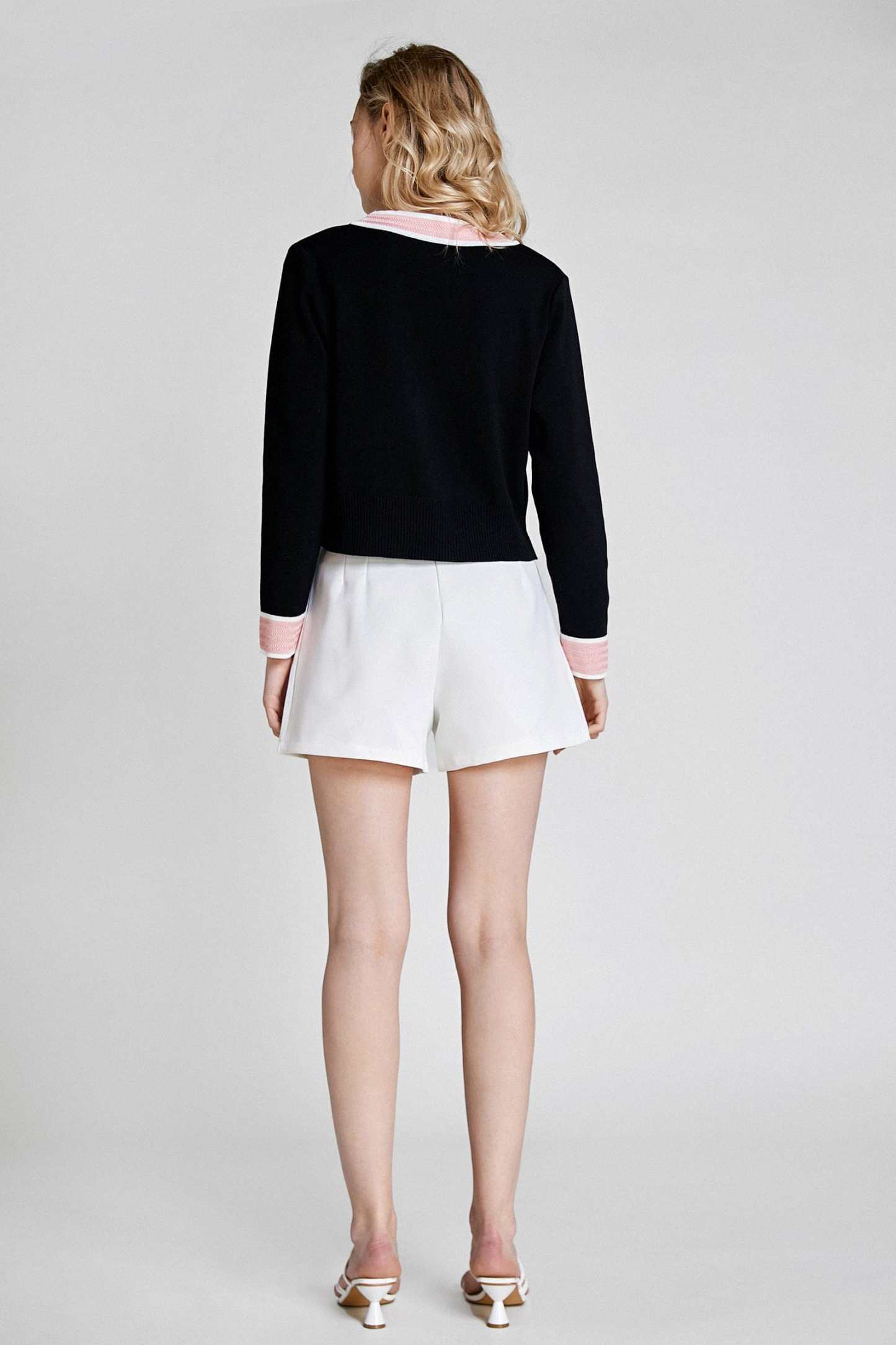 Black Contrast Trim Button Front Cardigan