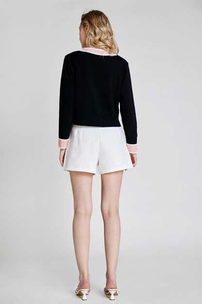 Black Contrast Trim Button Front Cardigan